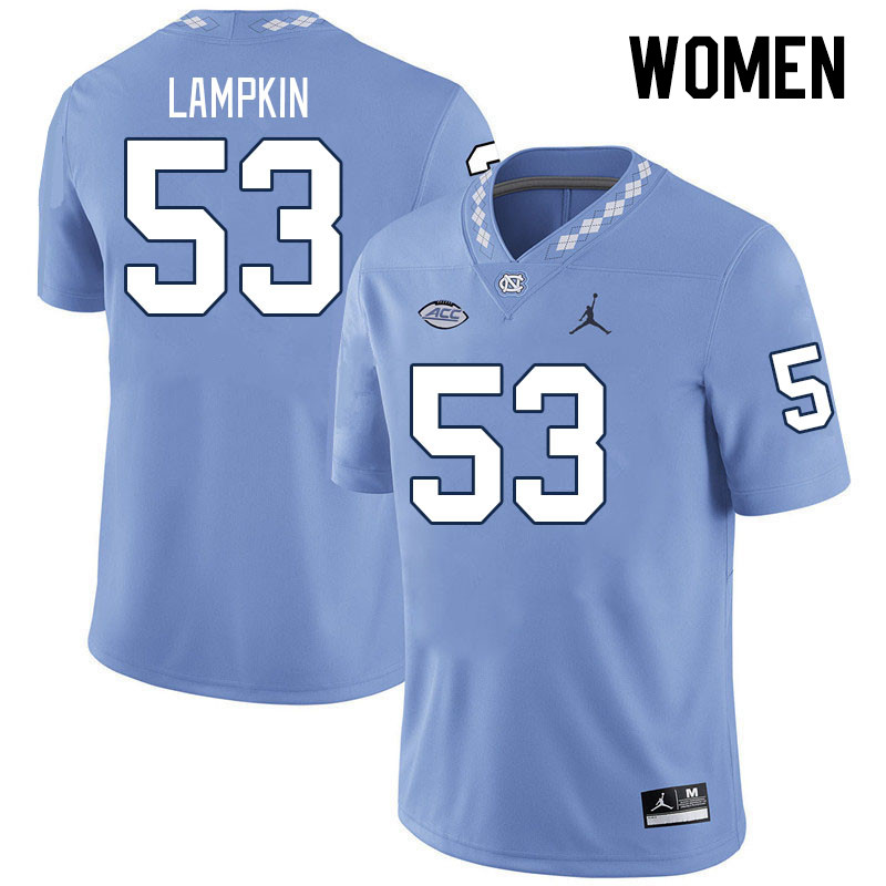 Women #53 Willie Lampkin North Carolina Tar Heels College Football Jerseys Stitched-Carolina Blue